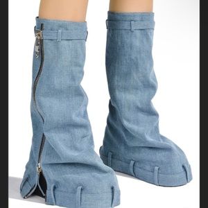 DENIM PLATFORM BOOTS